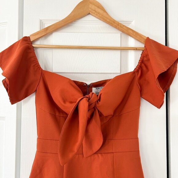 Runaway Rust Orange Off Shoulder Tie Front Mini Dress  Women’s Size XS - Picture 2 of 5